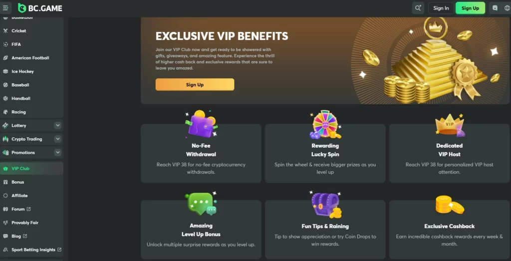 Vip club benefits